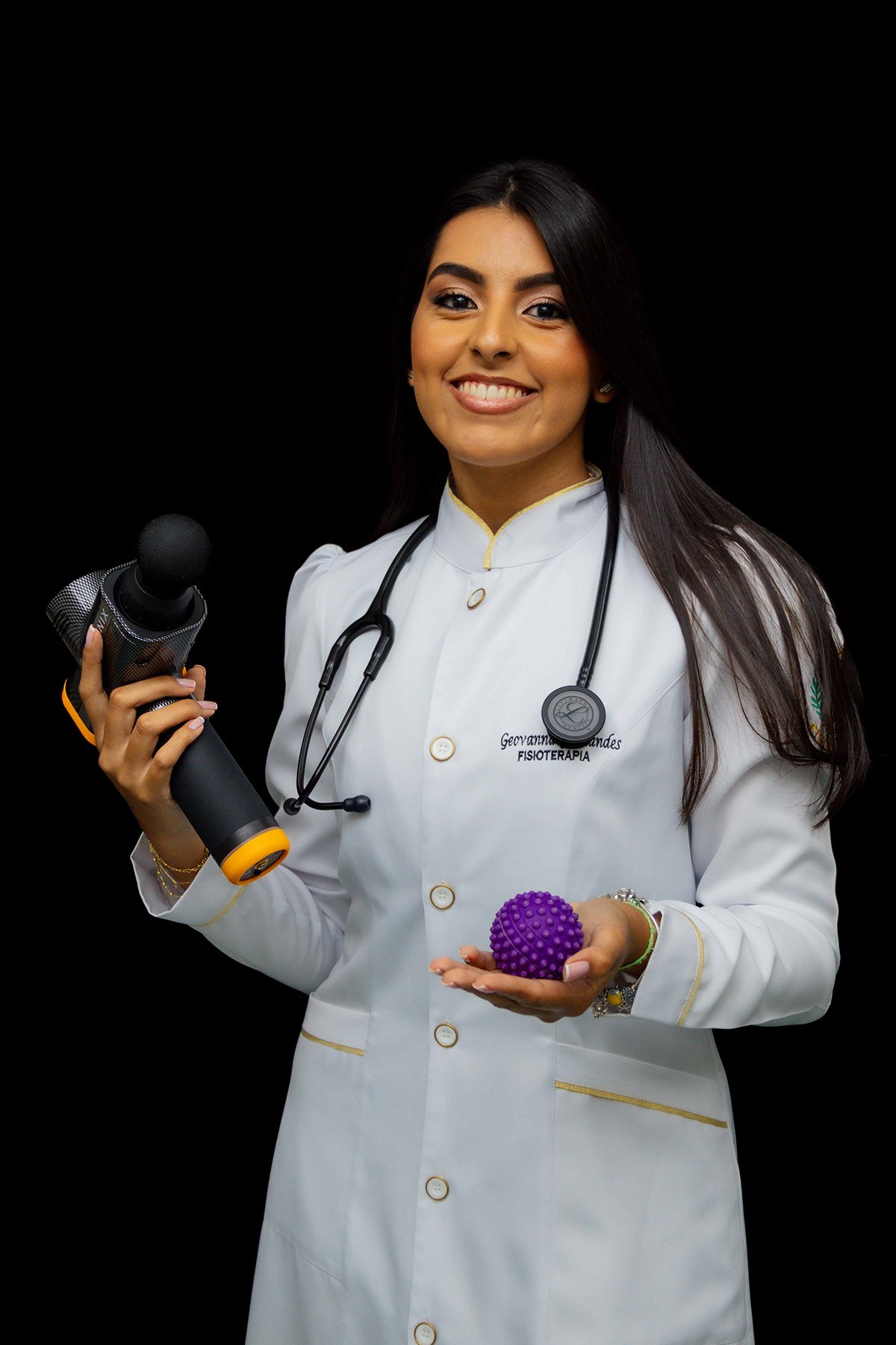 Detalhe do jaleco, meio de curso Fisioterapia PUC Goiás, Goiânia